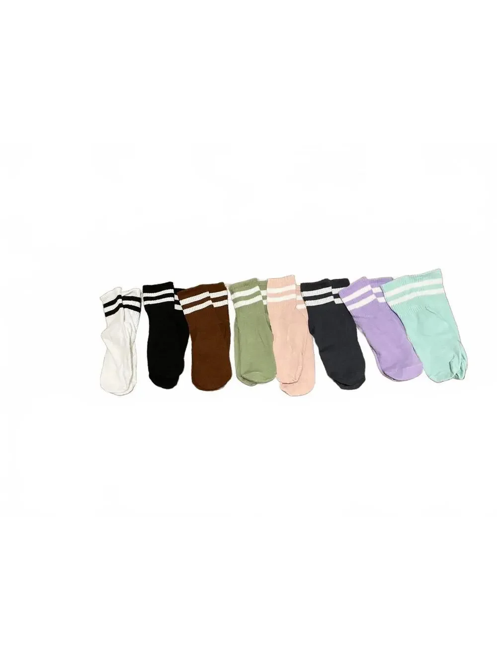 Set of 8 Colorful Cotton Crew Socks with Stripes
